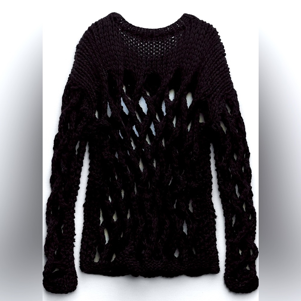 ZARA Women's Black Open Knit Sweater - Size M - NEW